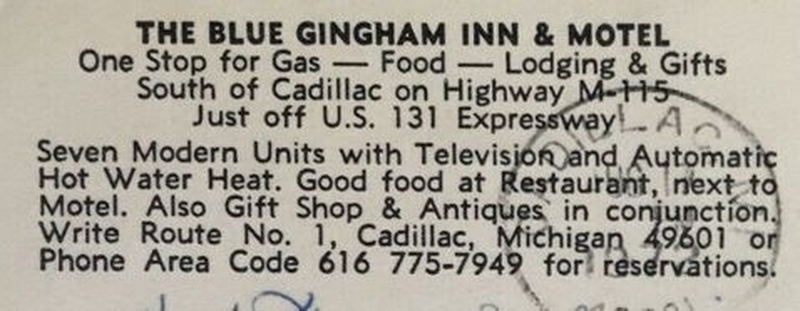 Blue Gingham Inn And Motel - Vintage Postcard